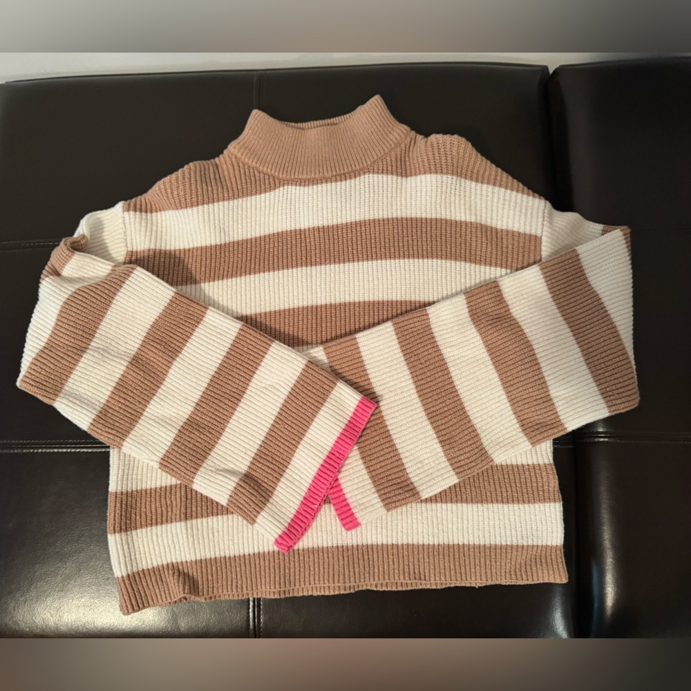 Sincerely Jules Tan and Cream Ribbed Sweater